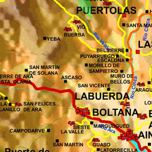 mapa de la zona de Boltaña